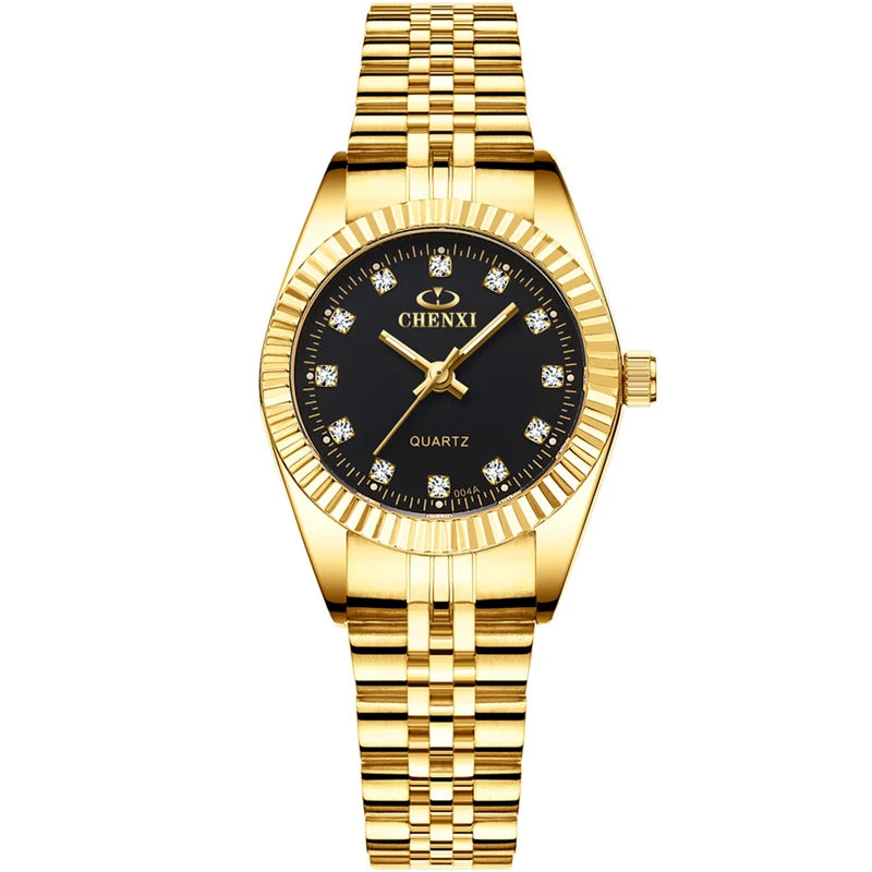 CHENXI Brand Top Luxury  Ladies Golden Watch for Women Clock Female Women's Dress Rhinestone Quartz Waterproof Wristwatches