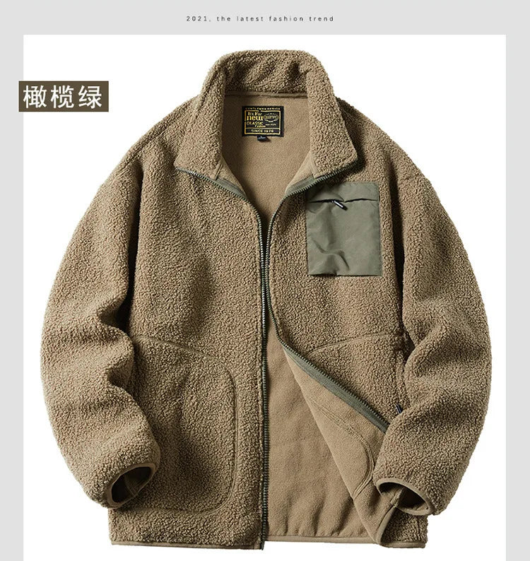 Men’s Fleece Zip Jacket – Warm Casual Outerwear with Pocket