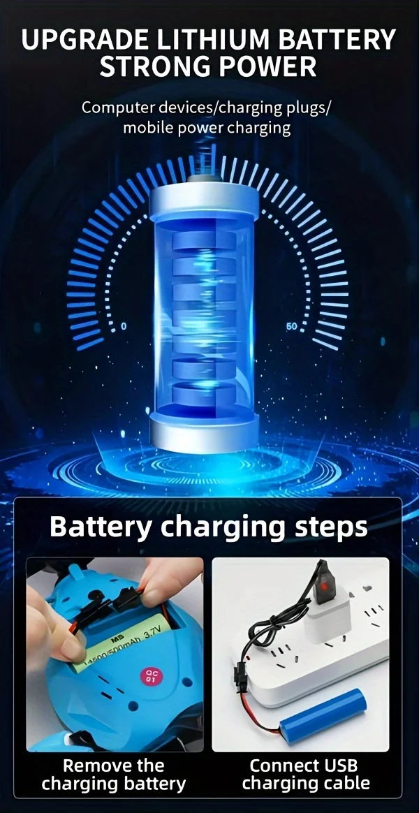 Sky Blue Remote Control Stunt Car with Gesture Watch & 360° Rotation