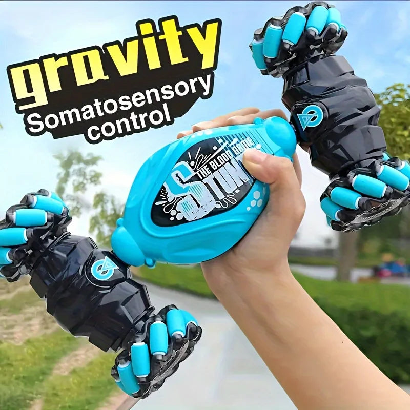 Sky Blue Remote Control Stunt Car with Gesture Watch & 360° Rotation