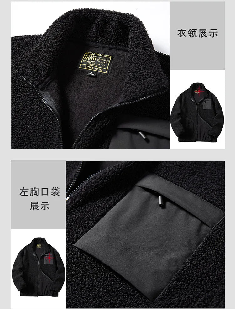Men’s Fleece Zip Jacket – Warm Casual Outerwear with Pocket