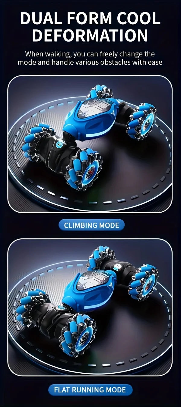 Sky Blue Remote Control Stunt Car with Gesture Watch & 360° Rotation