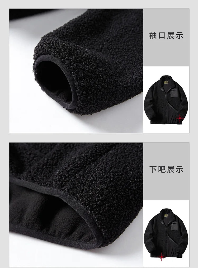 Men’s Fleece Zip Jacket – Warm Casual Outerwear with Pocket