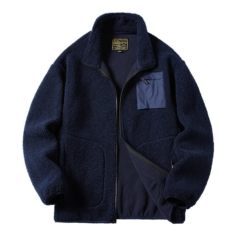 Men’s Fleece Zip Jacket – Warm Casual Outerwear with Pocket
