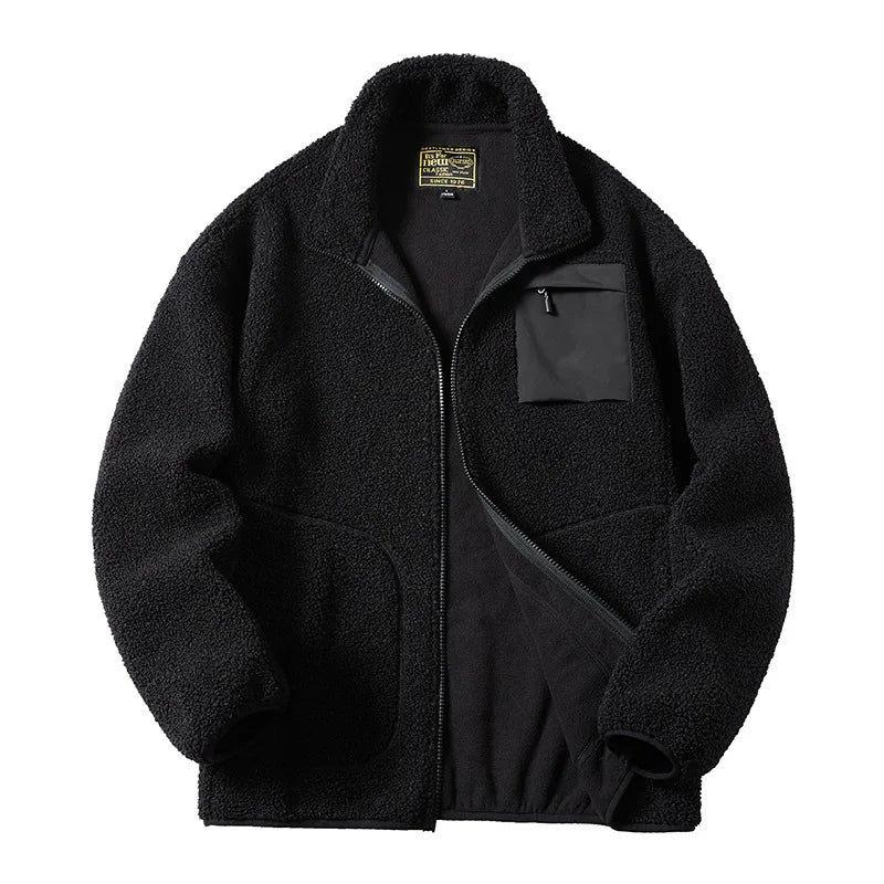 Men’s Fleece Zip Jacket – Warm Casual Outerwear with Pocket
