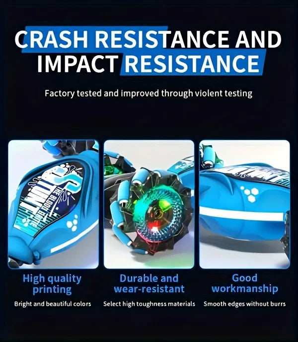 Sky Blue Remote Control Stunt Car with Gesture Watch & 360° Rotation