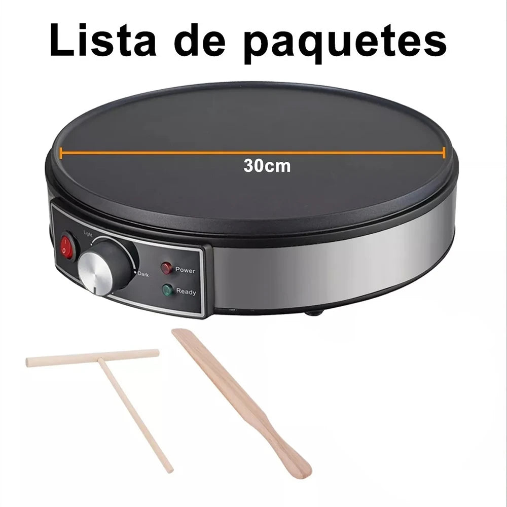 Electric Crepe Maker with Adjustable Temperature & Wooden Spreader