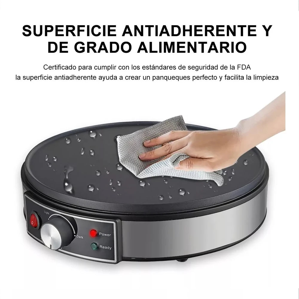 Electric Crepe Maker with Adjustable Temperature & Wooden Spreader