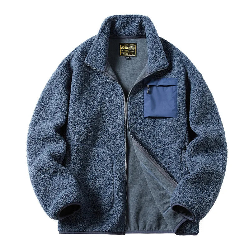Men’s Fleece Zip Jacket – Warm Casual Outerwear with Pocket