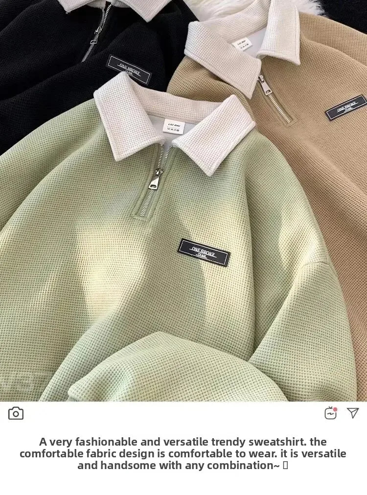 New 2025 Long Sleeve Polo Shirt Men's Spring Autumn Leading Edge Base Layer Top Trendy Chinese Brand Loose Fit Spring Wear