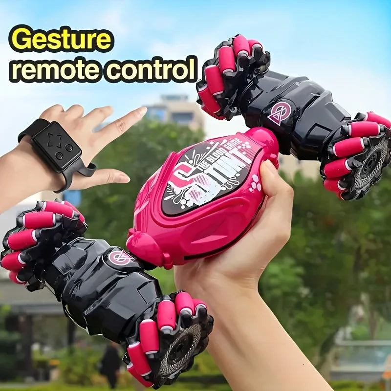 Sky Blue Remote Control Stunt Car with Gesture Watch & 360° Rotation