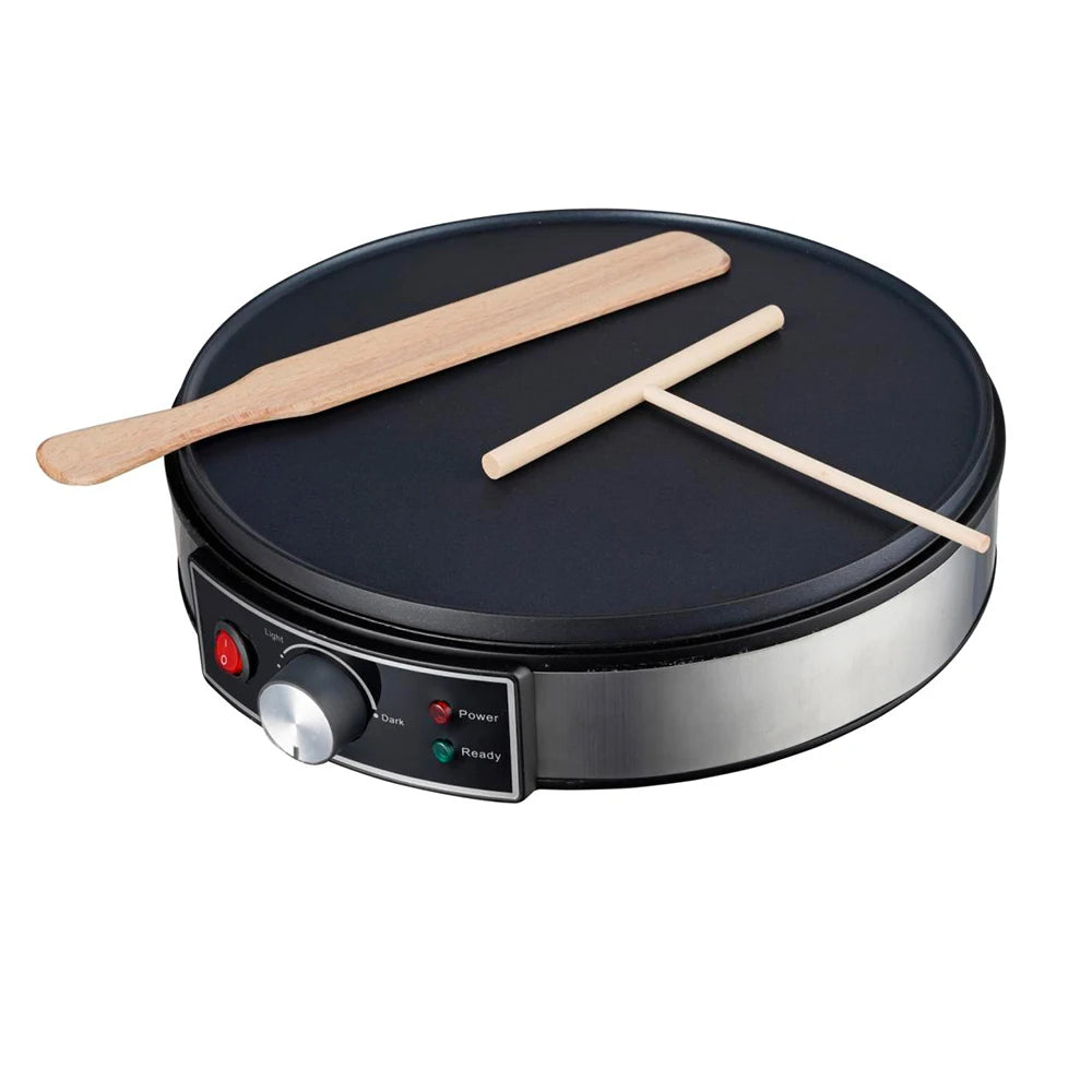 Electric Crepe Maker with Adjustable Temperature & Wooden Spreader